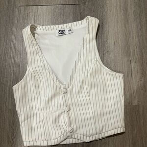 Tiger Mist Cream Pinstripe Crop Top